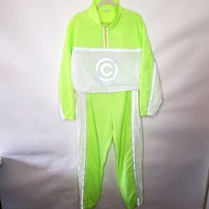 ASOS Design x Christian Cowan Tracksuit Size 12 Nylon Jacket and Joggers Neon